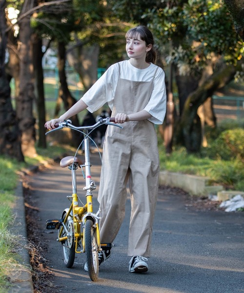 OUTDOOR PRODUCTS APPAREL(アウトドアプロダクツアパレル)の「コットンリネン ビッグシルエット サロペット(サロペット/オーバーオール・レディース・ブラック/カーキ/アイボリー・FREE)」の13枚目の写真