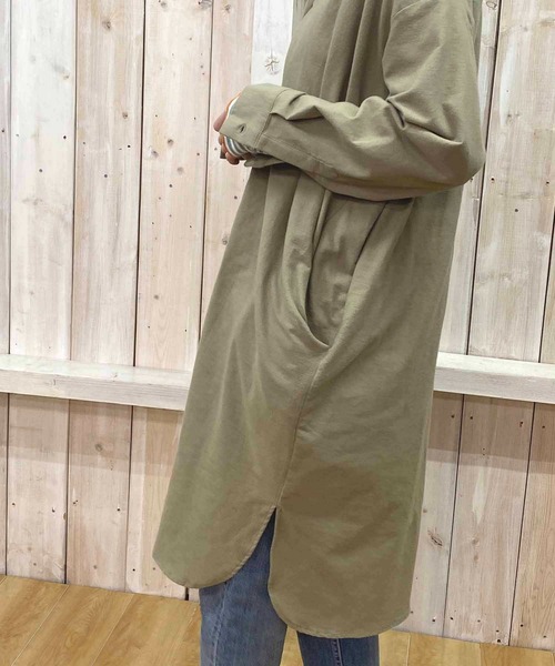 NANEA（ナネア）の「スタンドカラーシャツワンピース（シャツワンピース・レディース・キナリ/カーキ/ブラック・ONE SIZE）」の12枚目の写真