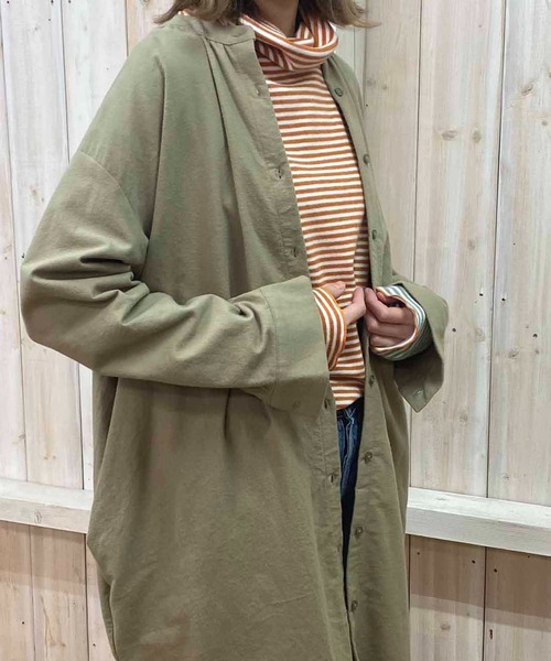 NANEA（ナネア）の「スタンドカラーシャツワンピース（シャツワンピース・レディース・キナリ/カーキ/ブラック・ONE SIZE）」の14枚目の写真