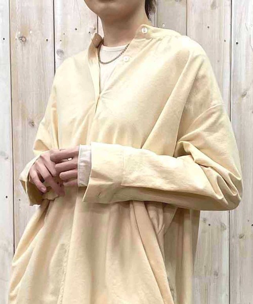 NANEA（ナネア）の「スタンドカラーシャツワンピース（シャツワンピース・レディース・キナリ/カーキ/ブラック・ONE SIZE）」の4枚目の写真