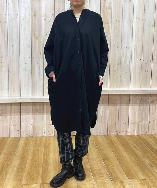 NANEA（ナネア）の「スタンドカラーシャツワンピース（シャツワンピース・レディース・キナリ/カーキ/ブラック・ONE SIZE）」の8枚目の写真