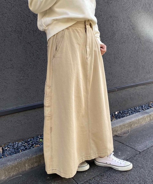 NANEA(ナネア)の「ペインターロングスカート(スカート・レディース・グリーン/ベージュ・ONE SIZE)」の1枚目の写真