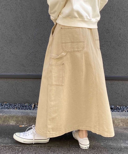 NANEA(ナネア)の「ペインターロングスカート(スカート・レディース・グリーン/ベージュ・ONE SIZE)」の12枚目の写真