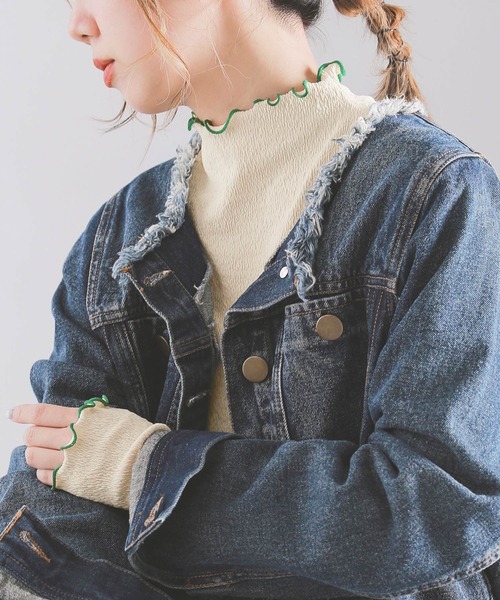 n'OrLABEL（ノアールレーベル）の「『配色メローカットソー』（Tシャツ/カットソー・レディース・ミント/ライム/アイボリー/ブラック・L/LL/M）」の2枚目の写真