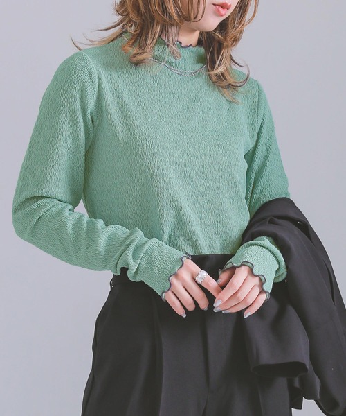 n'OrLABEL（ノアールレーベル）の「『配色メローカットソー』（Tシャツ/カットソー・レディース・ミント/ライム/アイボリー/ブラック・L/LL/M）」の4枚目の写真