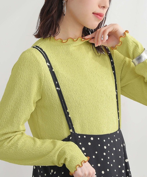 n'OrLABEL（ノアールレーベル）の「『配色メローカットソー』（Tシャツ/カットソー・レディース・ミント/ライム/アイボリー/ブラック・L/LL/M）」の9枚目の写真