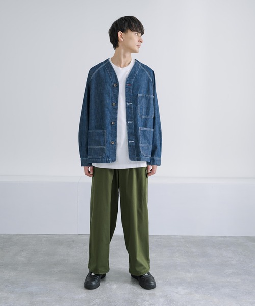 新品　クリフメイヤー　ノーカラーデニムジャケット KRIFF MAYER ジャケット ノーカラージャケット Colorless denim