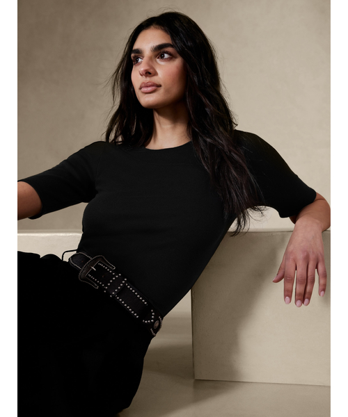 Banana Republic(バナナリパブリック)の「Rola エルボースリーブ Tシャツ(Tシャツ/カットソー・レディース・ホワイト/ブラック・S/M/L/XS)」の7枚目の写真