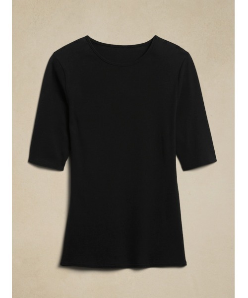 Banana Republic(バナナリパブリック)の「Rola エルボースリーブ Tシャツ(Tシャツ/カットソー・レディース・ホワイト/ブラック・S/M/L/XS)」の4枚目の写真