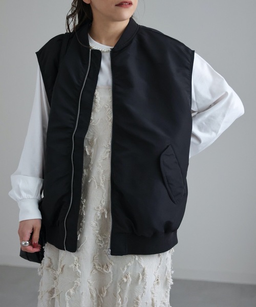 ap retro（アプレトロ）の「MAー1ベスト（MA-1・レディース・ブラック/アイボリー/カーキ・FREE）」の20枚目の写真