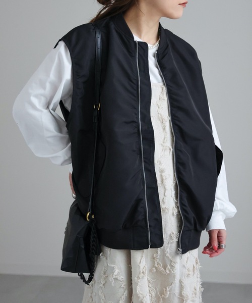 ap retro（アプレトロ）の「MAー1ベスト（MA-1・レディース・ブラック/アイボリー/カーキ・FREE）」の22枚目の写真