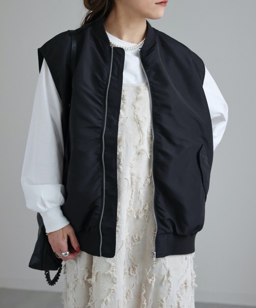 ap retro（アプレトロ）の「MAー1ベスト（MA-1・レディース・ブラック/アイボリー/カーキ・FREE）」の19枚目の写真