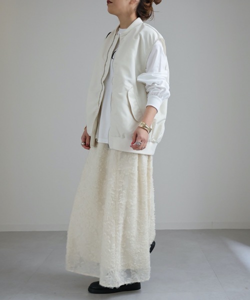 ap retro（アプレトロ）の「MAー1ベスト（MA-1・レディース・ブラック/アイボリー/カーキ・FREE）」の16枚目の写真