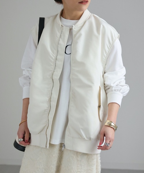 ap retro（アプレトロ）の「MAー1ベスト（MA-1・レディース・ブラック/アイボリー/カーキ・FREE）」の6枚目の写真