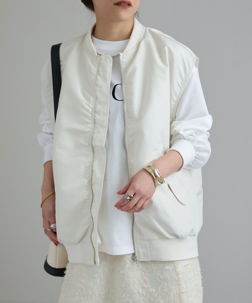 ap retro（アプレトロ）の「MAー1ベスト（MA-1・レディース・ブラック/アイボリー/カーキ・FREE）」の7枚目の写真