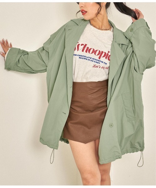 ANAP（アナップ）の「2WAYナイロンミディ丈コート（その他アウター・レディース・ブラック/カーキ/ホワイト・FREE）」の3枚目の写真