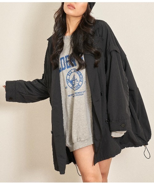 ANAP（アナップ）の「2WAYナイロンミディ丈コート（その他アウター・レディース・ブラック/カーキ/ホワイト・FREE）」の2枚目の写真