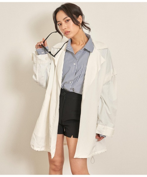 ANAP（アナップ）の「2WAYナイロンミディ丈コート（その他アウター・レディース・ブラック/カーキ/ホワイト・FREE）」の4枚目の写真