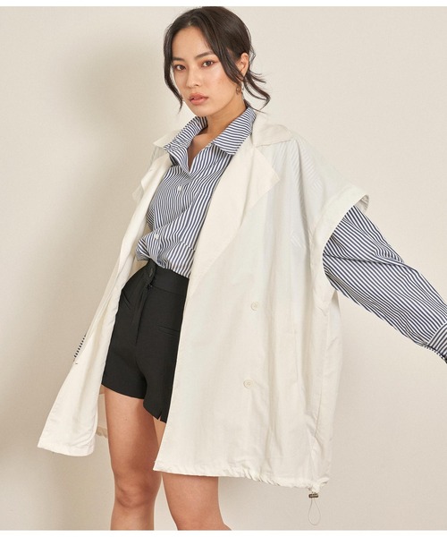 ANAP（アナップ）の「2WAYナイロンミディ丈コート（その他アウター・レディース・ブラック/カーキ/ホワイト・FREE）」の5枚目の写真