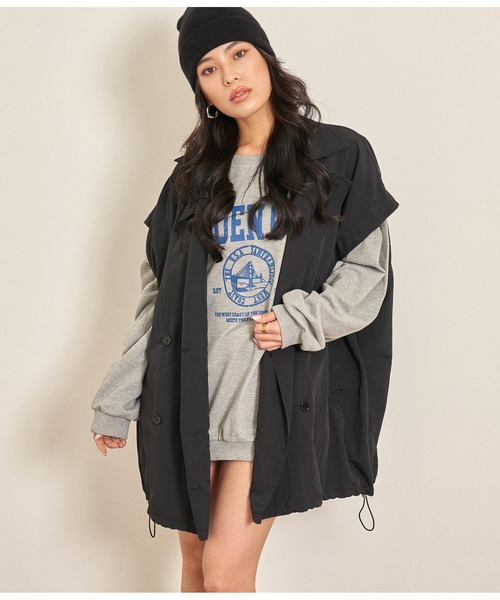 ANAP（アナップ）の「2WAYナイロンミディ丈コート（その他アウター・レディース・ブラック/カーキ/ホワイト・FREE）」の7枚目の写真