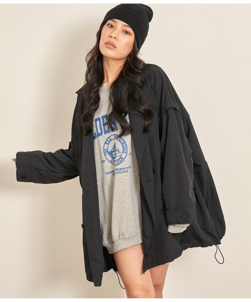 ANAP（アナップ）の「2WAYナイロンミディ丈コート（その他アウター・レディース・ブラック/カーキ/ホワイト・FREE）」の9枚目の写真