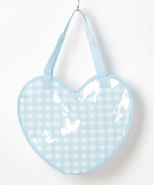 Kids Foret(キッズフォーレ)の「くまプリントハート型プールバッグ(トートバッグ・キッズ・ラベンダー/サックスブルー・FREE)」の3枚目の写真