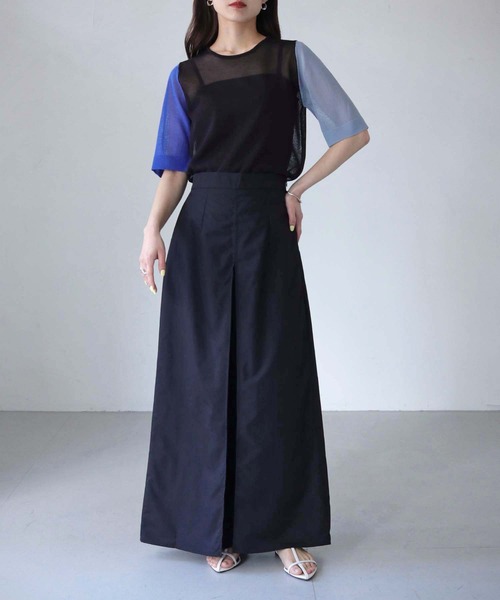 cheriella(シェリエラ)の「【cheriella】WEB限定3配色半袖ニットシアートップス(ニット/セーター・レディース・チャコールグレー/ブラック/ダークグリーン・M)」の14枚目の写真