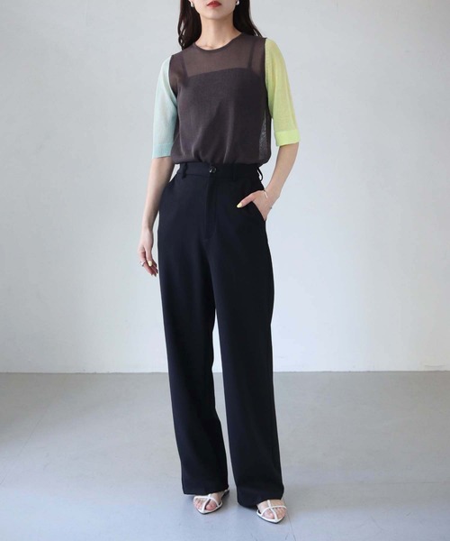 cheriella(シェリエラ)の「【cheriella】WEB限定3配色半袖ニットシアートップス(ニット/セーター・レディース・チャコールグレー/ブラック/ダークグリーン・M)」の12枚目の写真