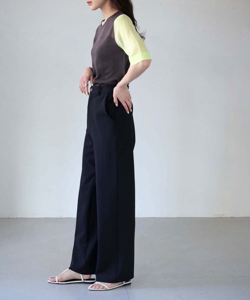 cheriella(シェリエラ)の「【cheriella】WEB限定3配色半袖ニットシアートップス(ニット/セーター・レディース・チャコールグレー/ブラック/ダークグリーン・M)」の21枚目の写真