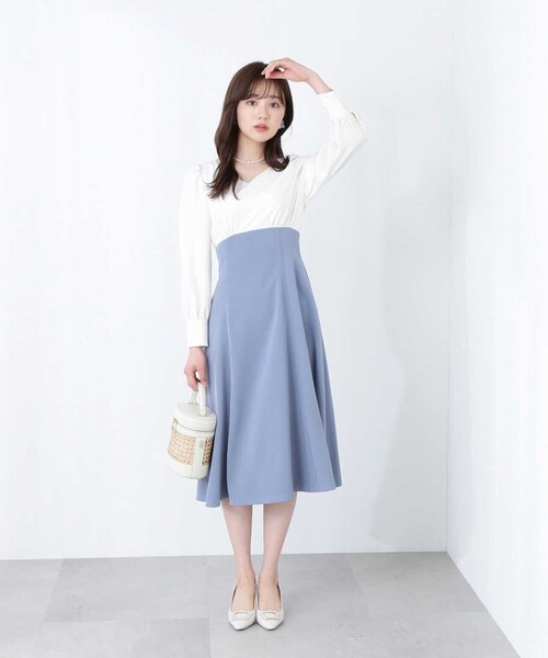 PROPORTION BODY DRESSING（プロポーションボディドレッシング）の「レースアップフレアーワンピース / 1213140302（ワンピース・レディース・ベージュ/ブルー/ネイビー・SMALL/MEDIUM/X-SMALL）」の4枚目の写真