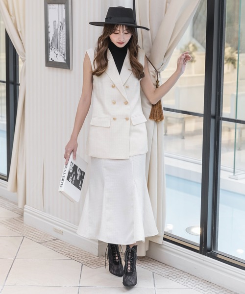 Julia Boutique（ジュリアブティック）の「クラシカルツイードベスト/23001（ベスト・レディース・ホワイト/ブラック・ONE）」の11枚目の写真
