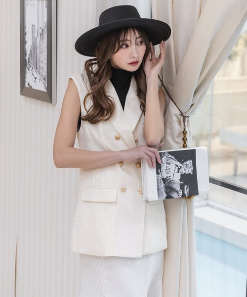 Julia Boutique（ジュリアブティック）の「クラシカルツイードベスト/23001（ベスト・レディース・ホワイト/ブラック・ONE）」の7枚目の写真