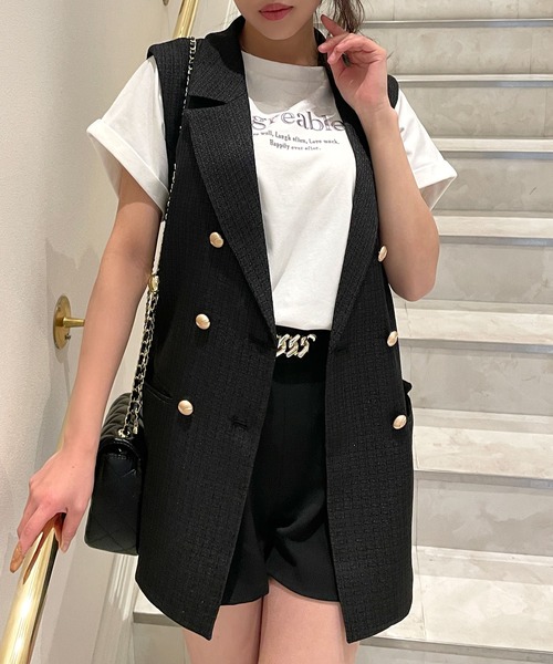 Julia Boutique（ジュリアブティック）の「クラシカルツイードベスト/23001（ベスト・レディース・ホワイト/ブラック・ONE）」の9枚目の写真