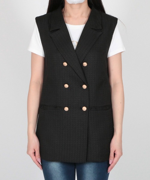 Julia Boutique（ジュリアブティック）の「クラシカルツイードベスト/23001（ベスト・レディース・ホワイト/ブラック・ONE）」の15枚目の写真