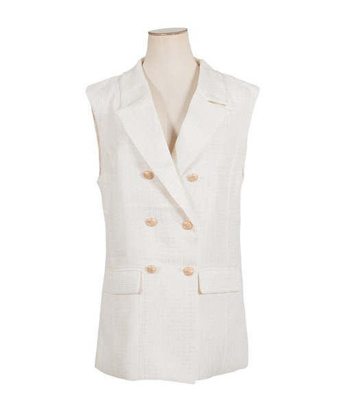 Julia Boutique（ジュリアブティック）の「クラシカルツイードベスト/23001（ベスト・レディース・ホワイト/ブラック・ONE）」の13枚目の写真