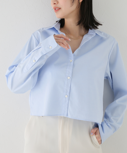Plage プラージュ シャツ トップス ナチュラル FREE 長袖 ショート丈 pinox wash short コットン 綿 23春夏 おしゃれ シンプル 無地 きれいめ 大人女子 ブランド 上品 ベーシック オフィスカジュアル フォーマル【レディース】【中古】 plage（プラージュ）の「pinox wash short シャツ（シャツ/ブラウス