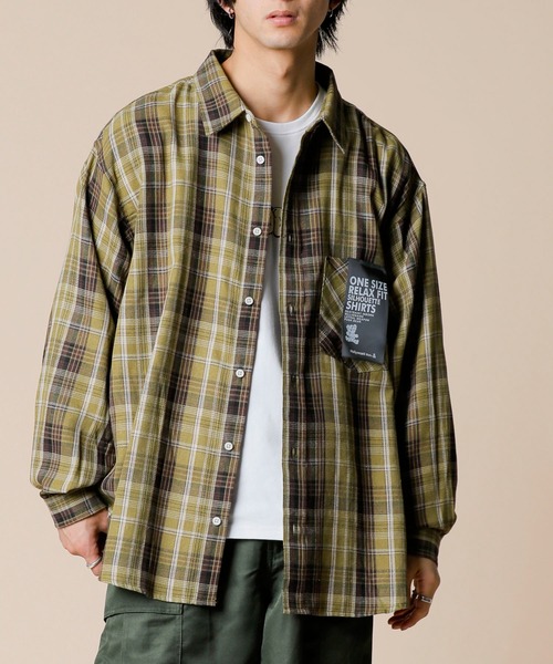 ADMIX/ATELIER SAB MEN（アドミックスアトリエサブメン）の「【Hollywood Rich.&】Bigシルエット チェック ルーズシャツ（シャツ/ブラウス・メンズ・ベージュ系その他/グリーン系その他/ブラック系その他・FREE）」の3枚目の写真