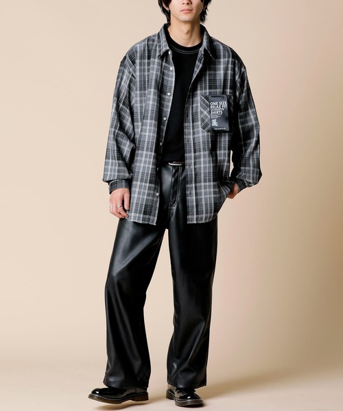 ADMIX/ATELIER SAB MEN（アドミックスアトリエサブメン）の「【Hollywood Rich.&】Bigシルエット チェック ルーズシャツ（シャツ/ブラウス・メンズ・ベージュ系その他/グリーン系その他/ブラック系その他・FREE）」の4枚目の写真