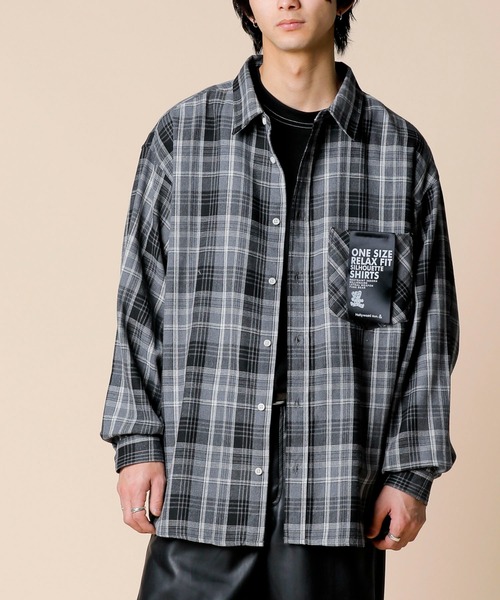 ADMIX/ATELIER SAB MEN（アドミックスアトリエサブメン）の「【Hollywood Rich.&】Bigシルエット チェック ルーズシャツ（シャツ/ブラウス・メンズ・ベージュ系その他/グリーン系その他/ブラック系その他・FREE）」の5枚目の写真