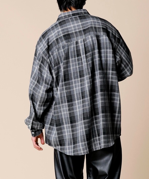 ADMIX/ATELIER SAB MEN（アドミックスアトリエサブメン）の「【Hollywood Rich.&】Bigシルエット チェック ルーズシャツ（シャツ/ブラウス・メンズ・ベージュ系その他/グリーン系その他/ブラック系その他・FREE）」の6枚目の写真
