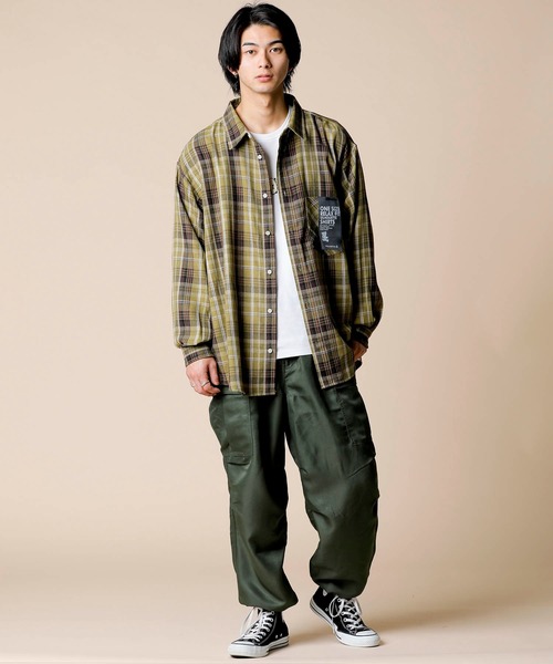 ADMIX/ATELIER SAB MEN（アドミックスアトリエサブメン）の「【Hollywood Rich.&】Bigシルエット チェック ルーズシャツ（シャツ/ブラウス・メンズ・ベージュ系その他/グリーン系その他/ブラック系その他・FREE）」の10枚目の写真