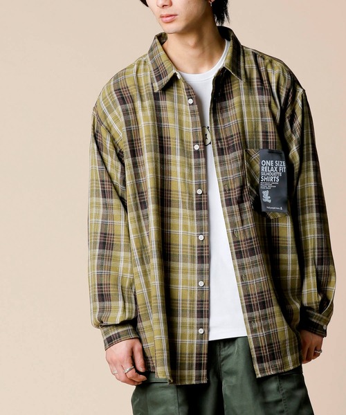 ADMIX/ATELIER SAB MEN（アドミックスアトリエサブメン）の「【Hollywood Rich.&】Bigシルエット チェック ルーズシャツ（シャツ/ブラウス・メンズ・ベージュ系その他/グリーン系その他/ブラック系その他・FREE）」の9枚目の写真