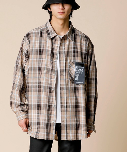 ADMIX/ATELIER SAB MEN（アドミックスアトリエサブメン）の「【Hollywood Rich.&】Bigシルエット チェック ルーズシャツ（シャツ/ブラウス・メンズ・ベージュ系その他/グリーン系その他/ブラック系その他・FREE）」の11枚目の写真
