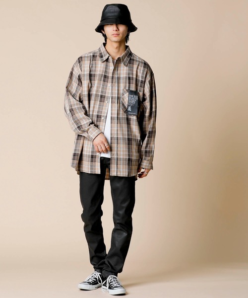 ADMIX/ATELIER SAB MEN（アドミックスアトリエサブメン）の「【Hollywood Rich.&】Bigシルエット チェック ルーズシャツ（シャツ/ブラウス・メンズ・ベージュ系その他/グリーン系その他/ブラック系その他・FREE）」の12枚目の写真