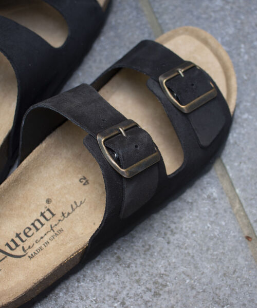 GLOSTER(グロスター)の「【AUTENTI/オーテンティ】スウェードダブルストラップ コンフォートサンダル スウェードサンダル(サンダル・メンズ・ダークブラウン/ブラック/キナリ・42/41/43/40)」の1枚目の写真