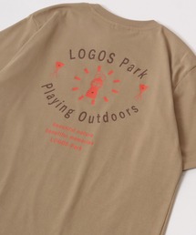 LOGOS park（ロゴスパーク）の「LOGOS/ロゴス キャンプグッズイラスト フロント バックプリント 吸汗速乾 半袖Tシャツ（Tシャツ/カットソー・メンズ）」