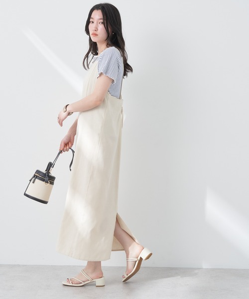 earth music&ecology（アースミュージックアンドエコロジー）の「リサイクルポリエステルブレンドキャミワンピース（ワンピース・レディース・サックスブルー/ブラック/ライトベージュ・FREE）」の3枚目の写真