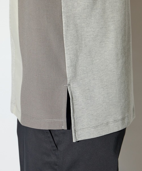 UNION STATION（ユニオンステーション）の「ストレッチスムース異素材切替Tシャツ（Tシャツ/カットソー・メンズ・ライトブルー/ホワイト/ベージュ・L/M/LL）」の9枚目の写真
