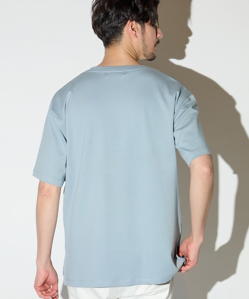 UNION STATION（ユニオンステーション）の「ストレッチスムース異素材切替Tシャツ（Tシャツ/カットソー・メンズ・ライトブルー/ホワイト/ベージュ・L/M/LL）」の12枚目の写真