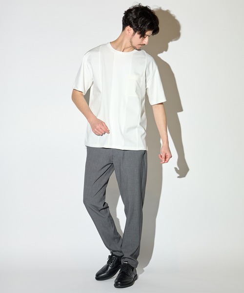 UNION STATION（ユニオンステーション）の「ストレッチスムース異素材切替Tシャツ（Tシャツ/カットソー・メンズ・ライトブルー/ホワイト/ベージュ・L/M/LL）」の16枚目の写真